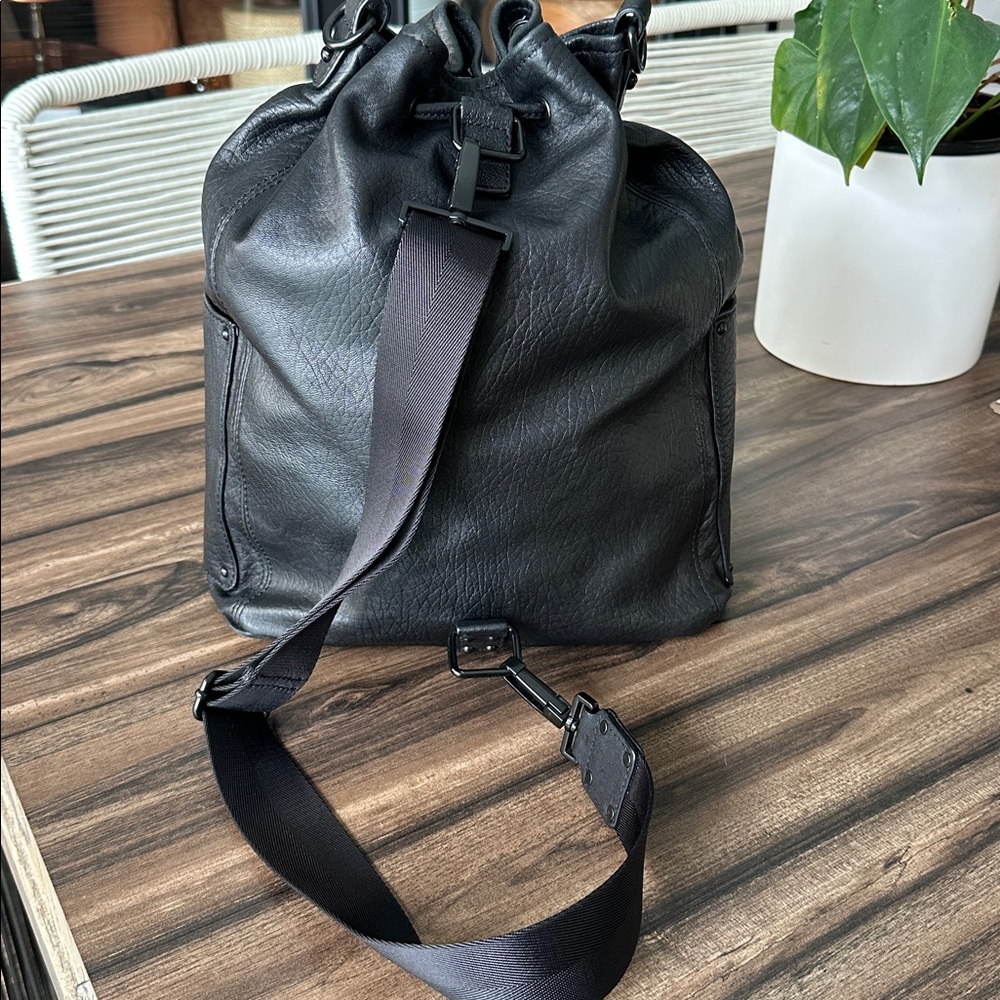 L.A.M.B. Black Leather Bucket Backpack - Picture 5 of 14